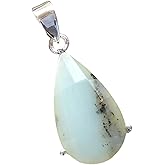 Natural Blue Peruvian Opal 925 Sterling Silver Pendant 35mm