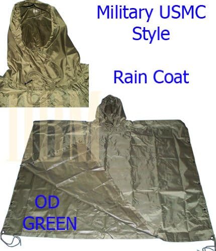 Military USMC Style Poncho Rain Coat Water resistant OD GREEN Color