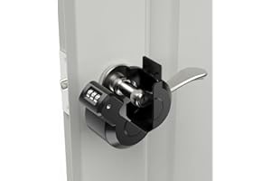 PUGED Keyed Door Handle Lockout Device Cover with Code to Disable Access to Keyhole Temporary Combination Lock for Bedroom from Outside Only Fits Round Knob Lock or Keyed Door Handle Lock(1)