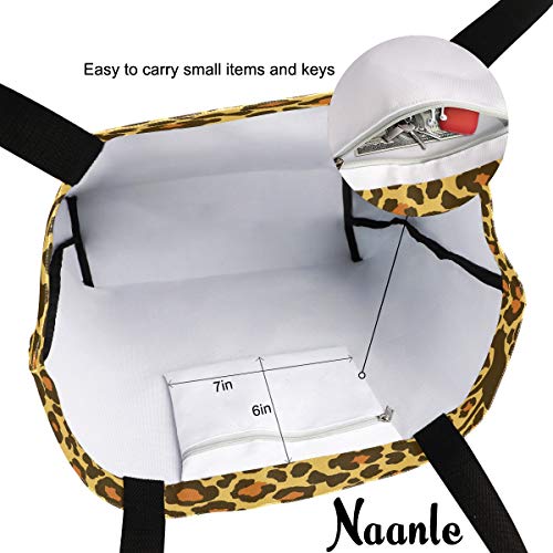 Naanle Bolsa de lona de leopardo oculta, grande, informal, para mujer, con estampado de leopardo, reutilizable… Naanle Bolsa de lona de leopardo oculta, grande, informal, para mujer, con estampado de leopardo, reutilizable… - Imagen 8