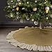 Ivenf Christmas Tree Skirt, 48 inches Natural Burlap Jute with Ruffle Edge, Rustic Xmas Holiday Decoration