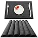 KOKAKO Placemats Heat-Resistant Washable Dining Table Place Mats PVC Kitchen Table Mats by,Set of 6(Dark Gray)