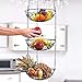 iPstyle 3-Tier Fruit Basket, Vegetable & Produce Storage, Rustic Brown Iron Hanging Kitchen Basket
