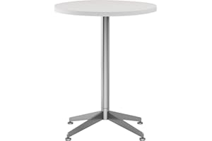 SENGLIDA 24-Inch Modern Round Table with White Top & Stainless Steel Base Bistro Pub Table
