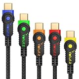 Volutz USB C Cable/Type C to USB Fast Charging Cords (5-Pack; 10ft+6.5ft+2x3.3ft+1ft) Durable, Nylon Braided for Samsung Galaxy S10 S9 S8 Plus Note 10 9 Nintendo Switch LG G6 (Color-Coded)