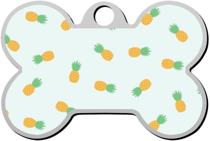 Pineapple Pattern Dog Tag Pet ID Tags Puppy Cat Bone Shaped Zinc Alloy Identity Pendant Trendy Nacklace Double Sided Printed - Custom-made