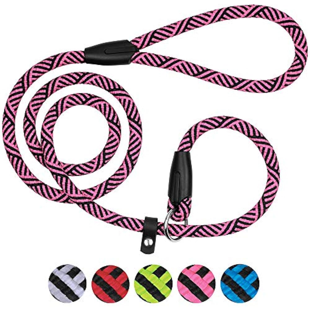 Dog Slip Lead 4ft Pet Rope Training Leash For Medium Large Dogs Black