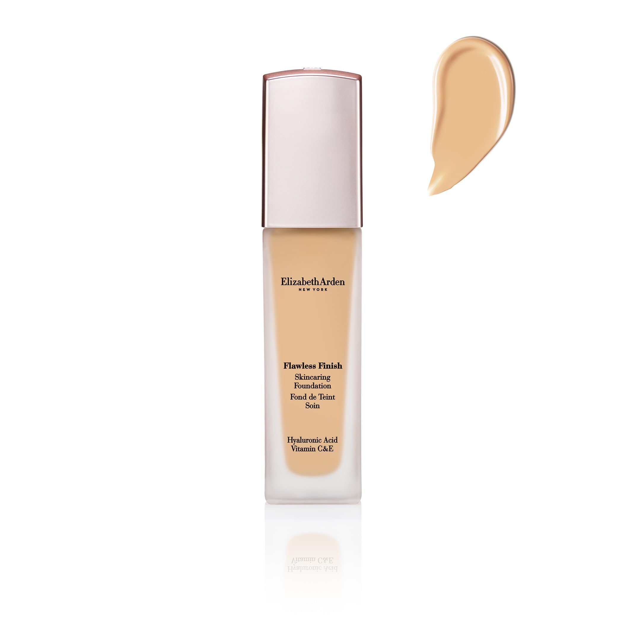 Elizabeth Arden Flawless Finish Skincaring Foundation with Hyaluronic Acid, Vitamins C & E, Longwear Liquid Makeup, Fragrance-Free, Paraben-Free, Dermatologist-Tested, Shade 240N Warm, 1 oz