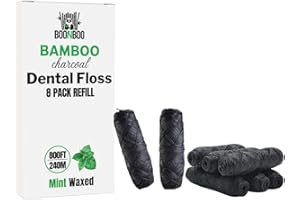 BOONBOO Dental Floss Refill, Charcoal Woven Thread, 8 Pieces, Mint