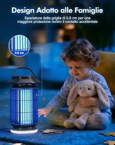 Mosquito Killer Lamp 4000V, Electric Mosquito Net 18W with Night Light, IPX4 Waterproof, Coverage Up to 100 m², Electric Mosquito Killer Indoor Outdoor Against Mosquitoes, Flies and Insects