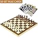 iBaseToy Folding Wooden Chess Set with 60 Game Rules Cards for Adults Kids Beginners Large Chess Board - 15