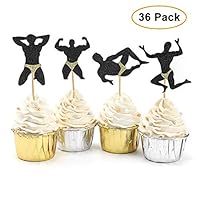 SUYEPER 36 PCS Male Dancers Strippers Cupcake Toppers Bachelorette Party Hen Party Decoration Supplies