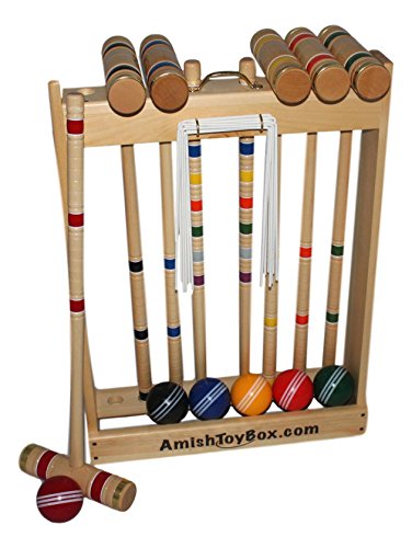 Amish-Crafted Deluxe Maple-Wood Croquet Game Set, 6 Player Set (32