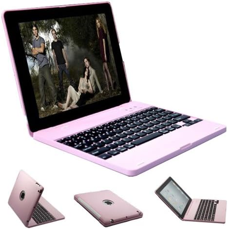 DAXXIS iPad2/3/4 Bluetooth Wireless Keyboard Clam Cover Case with Stand for iPad 2/3/4. Built In 4000 mah Power Bank Lithium Battery &amp; Stand with 135 Degrees Adjustable Angles. (iPad 2/3/4, #Pink)