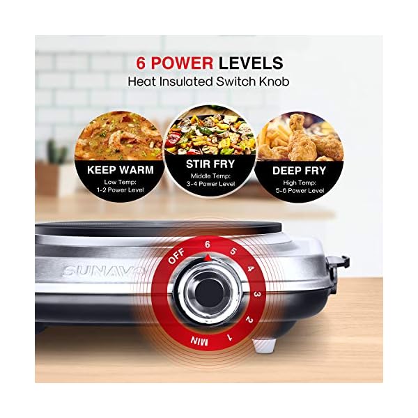 SUNAVO 1500W Hot Plates for Cooking, Electric Single Burner with