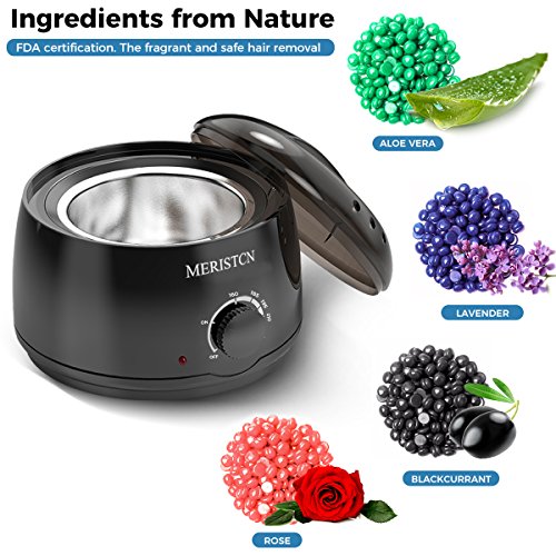 Wax Warmer Electric Wax Heater Hair Removal Waxing Kit with 4 Flavors Wax Beans and 10 Sticks Black