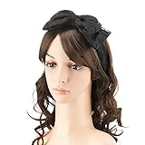 1980s Lace Hair Scarf Headband with Satin for Culture Women's 80s Themed Costume Accessory,Black