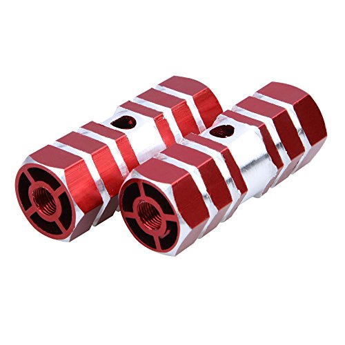 XHÂ® 2pcs Axles Aluminum Alloy Stunt Foot Pegs Pedal for BMX Bicycle Cycling (Red)