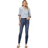 Judy Blue Classic Mid Rise Skinny Jeans for Women Handsand Comfortable Cotton Denim Pants-82252