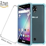 BLU R1 HD CASE with Enhanced Corner Protection, [2 PACK] Shalwinn Transparent Shockproof TPU Cover Case For BLU R1 HD (2016) [DO NOT FIT 2018 Version] (Blue+Clear)