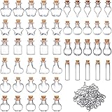 50 Pieces Small Mini Glass Jars Bottles with Cork