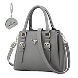 Micom Women Retro Fashion Pu Leather Tote Bags Shoulder Handbags (D Grey)