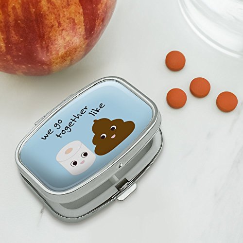 Toilet Paper and Poop We Go Together Like Funny Emoji Friends Rectangle Pill Case Trinket Gift Box
