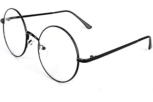 Retro Unisex Round Frame Spectacle Eyeglasses Fashion Glasses for Costume Party (Black)