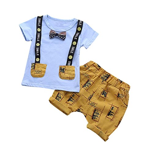 Click Here to See More Images â¤ï¸Baby Set, Neartime 2018 Kid Boys 2Pcs Infant O-Neck Short Sleeve Letter Print Smile Tops+Pants Outfits Cotton Clothes Set (18M, Blue)