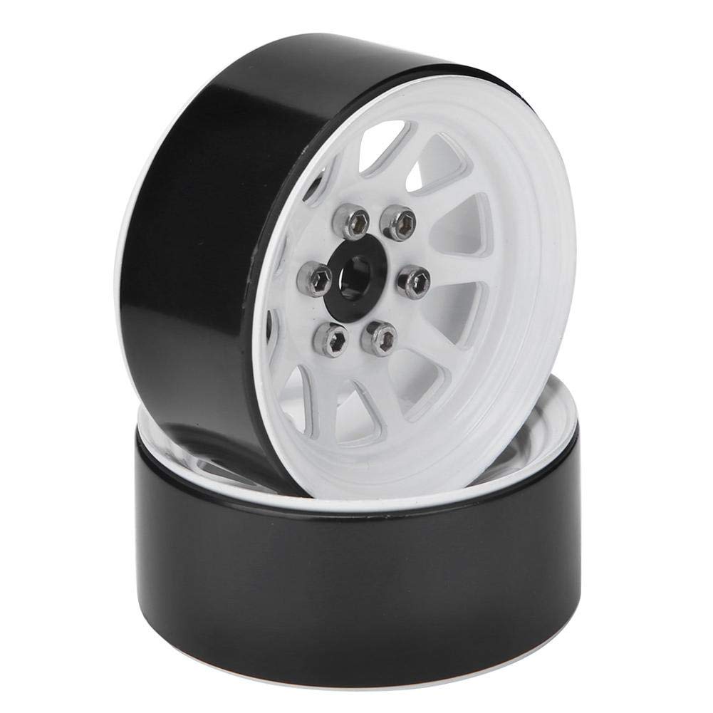 RC Wheel Rims, Alloy Beadlock Wheel Rims Hub Compatible with TRAXXAS TRX-4 1/10 RC Crawler Car(White)