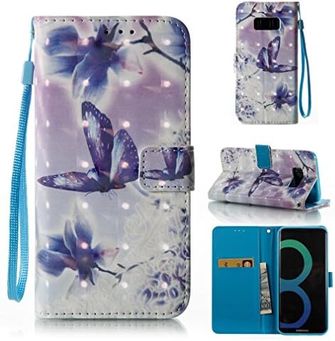 Galaxy S8 case,FlREFlSH Detachable 3D Painted Slim Case Synthetic Leather Shell Anti-Scratch Shockproof Case Folio Flip Magnetic Cover Wallet Credit Card Holder for Samsung Galaxy S8-Butterfly