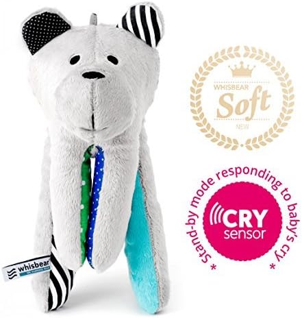 Whisbear The Humming Bear Sleep Soother, Sensory Toy for Babies, Helps Babies Fall Asleep with a Calming Sound, reacts to Babies’ Crying, Safe Teddy Bear, Turquoise