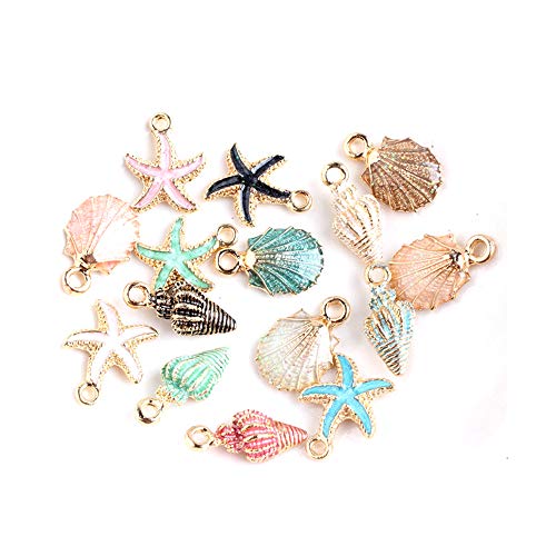 20pcs Mixed Alloy Metal Shell Pendant Conch Starfish Charms for Jewelry Making Fit DIY Handmade Earring Necklace