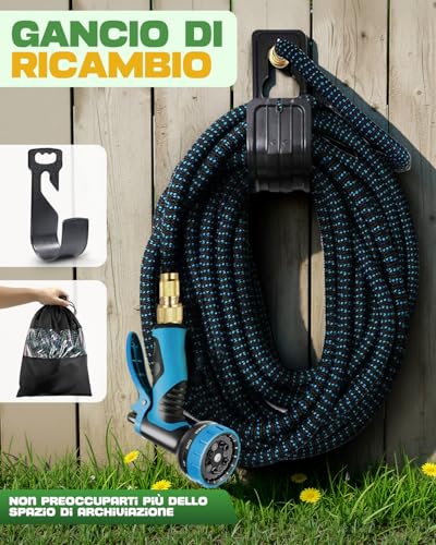 45 m Universal Extendable Hose with Gun 10 Functions and Brass Fittings, Reinforced Hose 4 Layers, for Gardening, Cleaning and Car