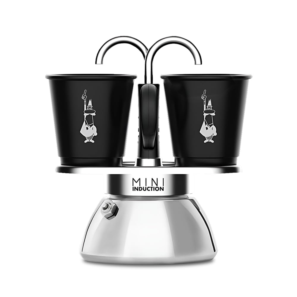 Bialetti Mini Express Induction Coffee Maker, Aluminium, Black, 2 Cups
