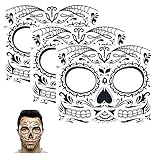 Sugar Skull Temporary Tattoo Day of the Dead Skull Face Design (3 Tattoo Kits)