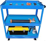 iropro 3-Tier Tool Trolley 225 lb Capacity Blue Steel Workshop Cart view 3