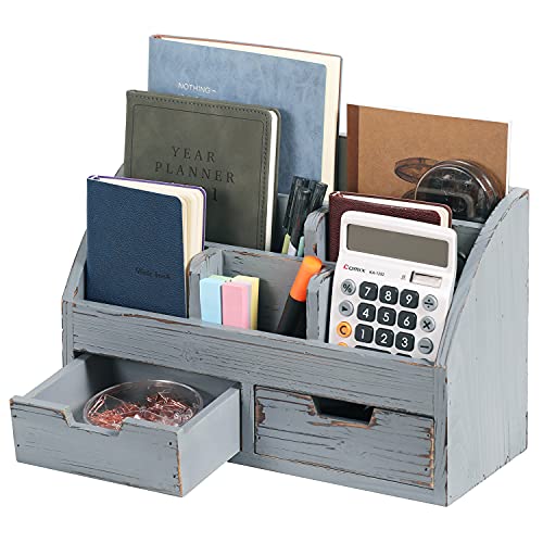 MyGift White Wood Desktop Organizer - Includes 6