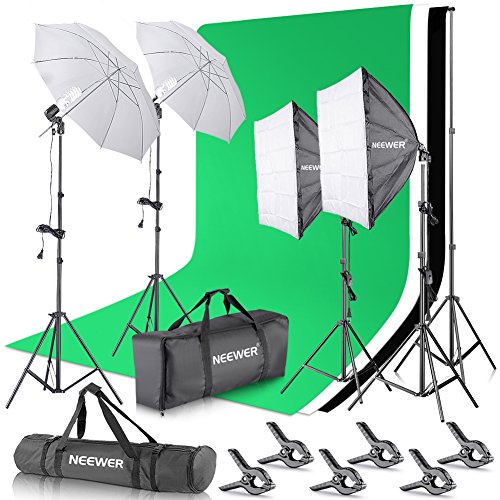 Neewer 2.6M x 3M/8.5ft x 10ft Background Support System and 800W 5500K Umbrellas Softbox Continuous 