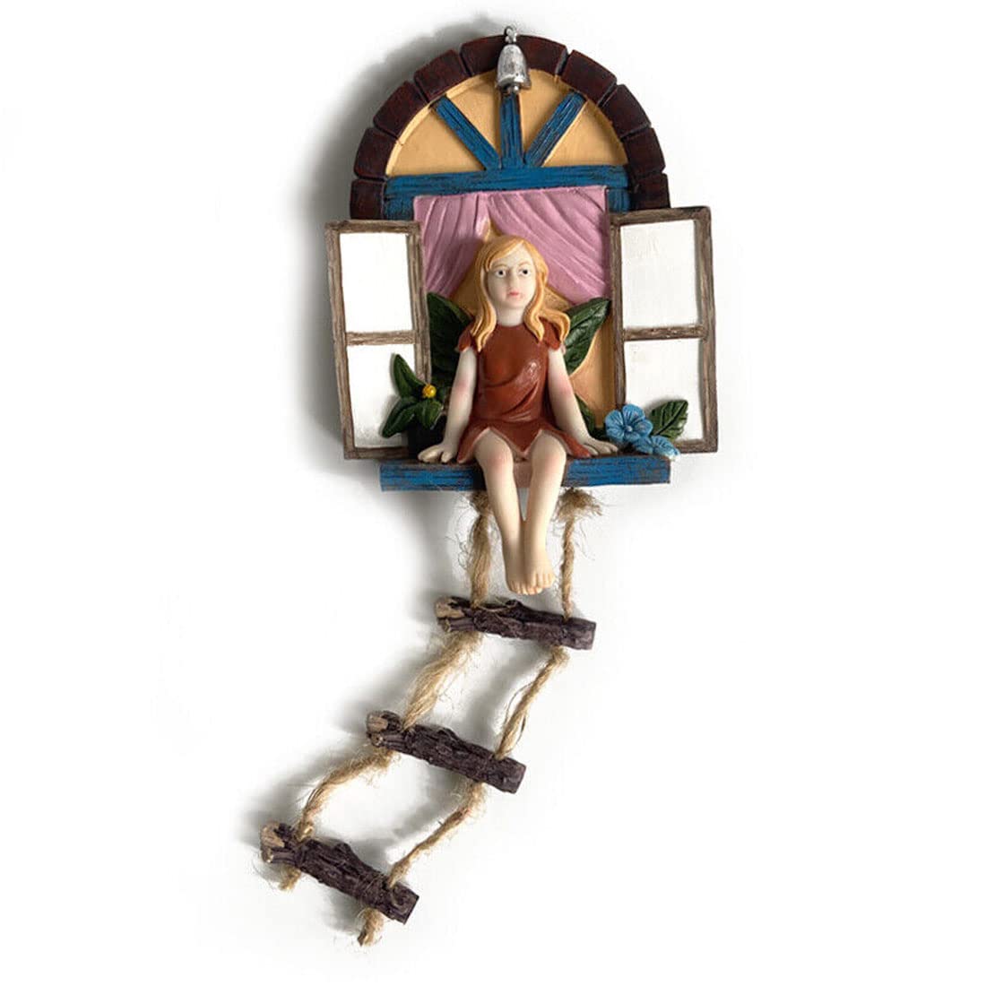 Romeeton Garden Fairy Tree Hugger Statue Window Door Home Wall Hanging Decor Fence Sculpture Yard Ornament Gift