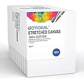 GOTIDEAL Stretched Canvas, 5x7 Inch Set of 10, Primed White - 100% Cotton Artist Canvas Boards for Painting, Acrylic Pouring, Oil Paint Dry & Wet Art Media