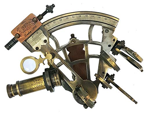 Brass Nautical Sextant Large Brass Navigation Instrument Sextante Navegacion Marine Sextant in Hardwood Gift Box