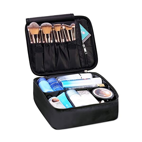 Travel Makeup Bag Large Cosmetic Bag Makeup Case Organizer for Women and Girls (A-Black)