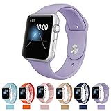 Apple Watch Replacement Band,Teslasz Soft Silicone Replacement Sports Wristbands Straps for Apple iWatch All Models (Lavender 38 MM)