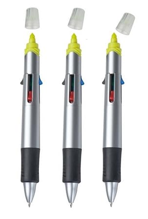 Four-colour ballpoint pens, 4-colour ballpoint pen with highlighter, 3