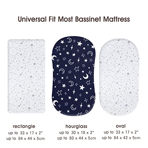 PHF 3 Pack Soft Sheets, Star Comfy Cradle Sheets for Baby Boys