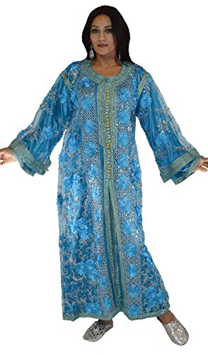 Moroccan Caftans Wedding Gown Handmade 2 Pieces Embroidered Fits SMALL to LARGE