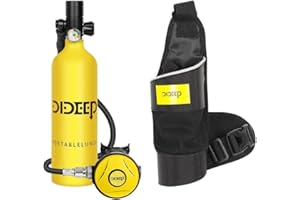 SPPRVINE 1L Mini Scuba Tank,15-35 Minutes Diving Lung Tanks,4000 Psi Max Pressure, DOT-Certified Scuba Diving Tank, Reusable Scuba Mask with air Tank,Aluminum Tank, Within 32.8 Ft