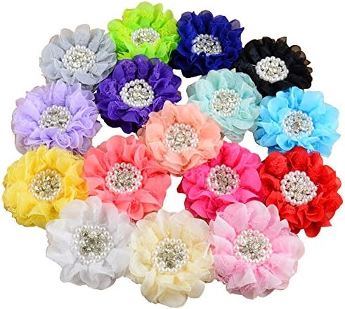 3.5" Baby Hair Clips Lace and Chiffon Big Flower Girl Hair Accessories for Toddler Kids 16 Colors (mulitcolor)