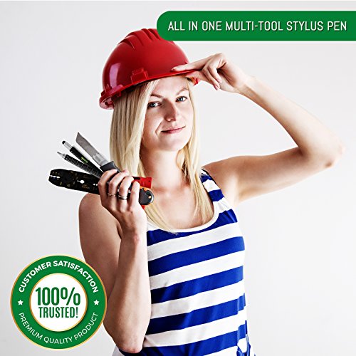 Screwdriver Pen Pocket Multi-Tool 6 in 1 - Multi-Functional & Sturdy Aluminum DIY Tool, With Screwdriver, Stylus, Bubble Level, Ruler & Phillips Flathead Bit, Unique Gift Idea (2 Piece, Black)